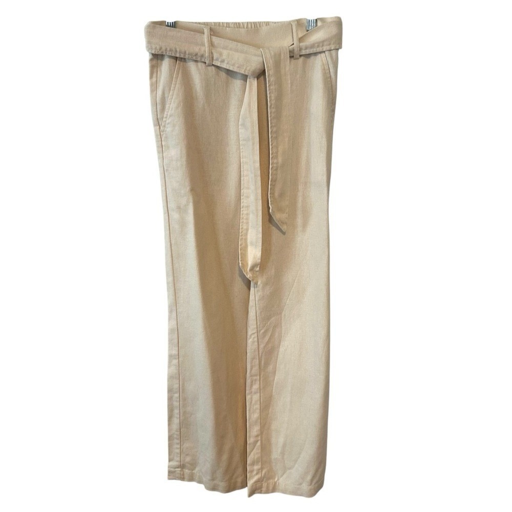 J. Crew Factory Tie Front Wide Leg Crop Linen-Cotton Pants in Size 00